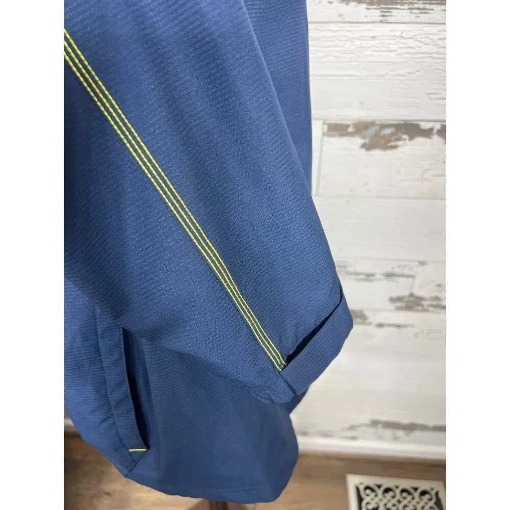 ADIDAS Essentials Three Stripes Woven Windbreaker Michigan Wolverines Blue Sz L
